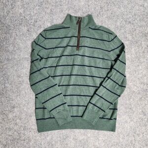 UNTUCKit Wool Sweater Men L Green Extrafine Merino Belguardo Stripe Runs Small